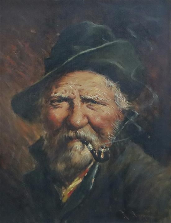 French School (20th century) Bearded pipe smokers 10.5 x 8.5in. frames differ.